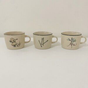 Vintage Rayware Asparagus Garlic Radishes Coffee Mug Tea Cup Set of 3